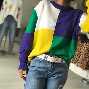 Mardi Gras Color Block Sweater | Poshmark